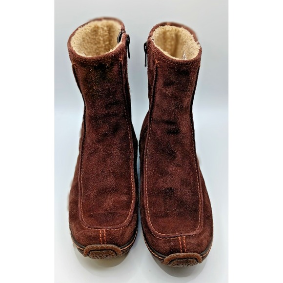 Timberland Suede Leather Moccasin Ankle Boots Sherpa Lined Brown 7 Comfort - Picture 1 of 8
